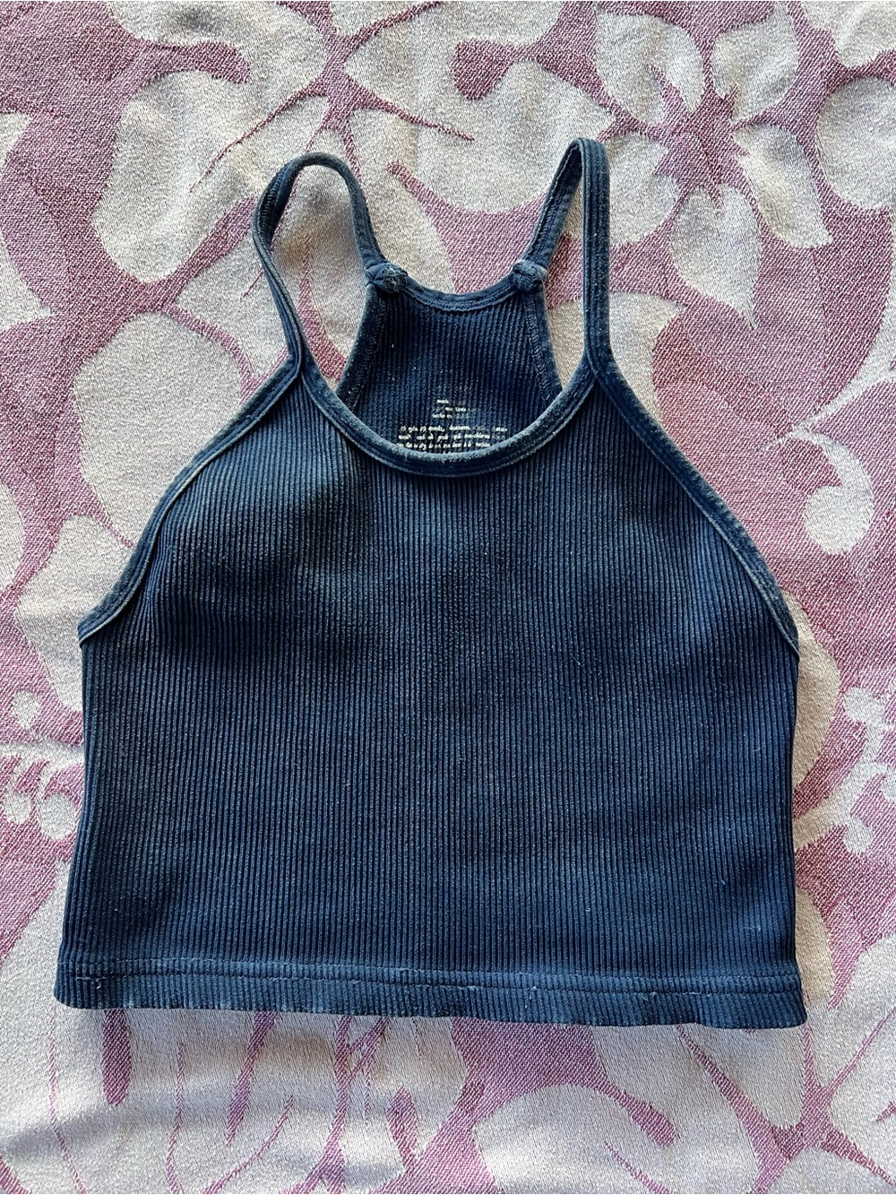 FP Movement Happiness Runs Navy Ribbed Crop Top M/L